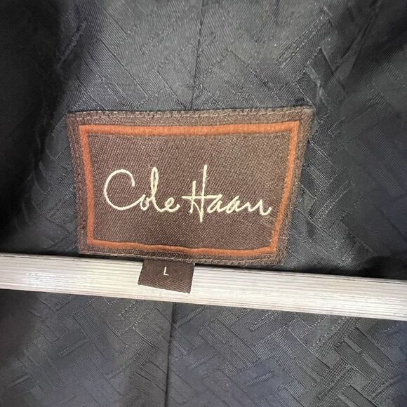 Cole Haan Black Wool Blend High Neck Full Zip Coat - Picture 8 of 9